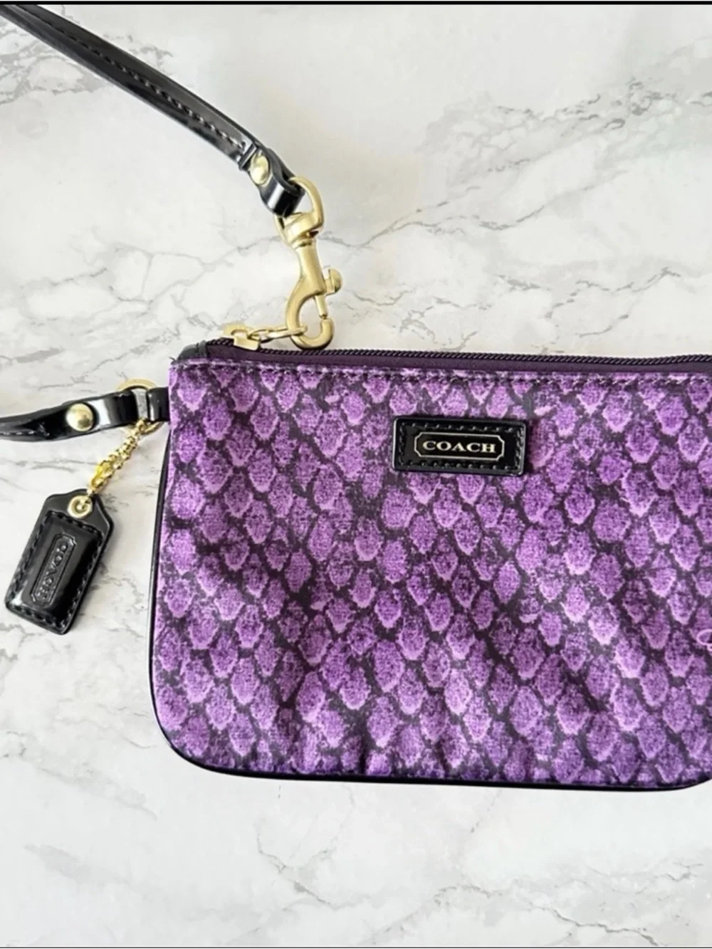 Coach Purple Patterned Wristlet Like NEW